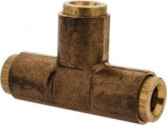 Norgren - 1/4" Outside Diam, Brass Push-to-Connect Tube Union Tee - 150 Max psi, Tube to Tube Connection, Buna O-Ring - Exact Tool & Supply