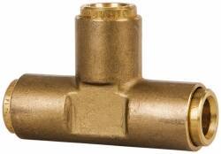 Norgren - 3/8" Outside Diam, Brass Push-to-Connect Tube Union Tee - 150 Max psi, Tube to Tube Connection, Buna O-Ring - Exact Tool & Supply