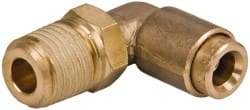 Norgren - 1/4" Outside Diam, 1/4 NPT, Brass Push-to-Connect Tube Male Swivel Elbow - 150 Max psi, Tube to Male NPT Connection, Buna O-Ring - Exact Tool & Supply
