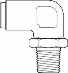 Norgren - 3/8" Outside Diam, 1/4 NPT, Brass Push-to-Connect Tube Male Swivel Elbow - 150 Max psi, Tube to Male NPT Connection, Buna O-Ring - Exact Tool & Supply