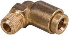 Norgren - 1/4" Outside Diam, 1/8 NPT, Brass Push-to-Connect Tube Male Elbow - 150 Max psi, Tube to Male NPT Connection, Buna O-Ring - Exact Tool & Supply