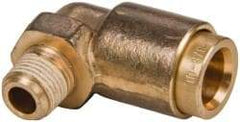 Norgren - 3/8" Outside Diam, 1/8 NPT, Brass Push-to-Connect Tube Male Elbow - 150 Max psi, Tube to Male NPT Connection, Buna O-Ring - Exact Tool & Supply