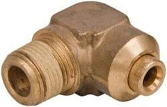 Norgren - 1/4" Outside Diam, 3/8 NPT, Brass Push-to-Connect Tube Male Elbow - 150 Max psi, Tube to Male NPT Connection, Buna O-Ring - Exact Tool & Supply