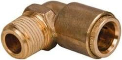 Norgren - 1/2" Outside Diam, 3/8 NPT, Brass Push-to-Connect Tube Male Elbow - 150 Max psi, Tube to Male NPT Connection, Buna O-Ring - Exact Tool & Supply