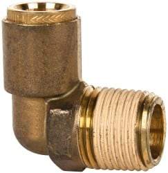 Norgren - 1/2" Outside Diam, 1/2 NPT, Brass Push-to-Connect Tube Male Elbow - 150 Max psi, Tube to Male NPT Connection, Buna O-Ring - Exact Tool & Supply