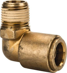 Norgren - 5/8" Outside Diam, 1/2 NPT, Brass Push-to-Connect Tube Male Elbow - 150 Max psi, Tube to Male NPT Connection, Buna O-Ring - Exact Tool & Supply