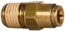 Norgren - 1/4" Outside Diam, 1/4 NPT, Brass Push-to-Connect Tube Male Connector - 150 Max psi, Tube to Male NPT Connection, Buna O-Ring - Exact Tool & Supply
