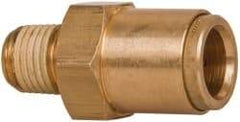 Norgren - 1/2" Outside Diam, 1/4 NPT, Brass Push-to-Connect Tube Male Connector - 150 Max psi, Tube to Male NPT Connection, Buna O-Ring - Exact Tool & Supply