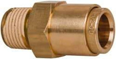 Norgren - 1/2" Outside Diam, 3/8 NPT, Brass Push-to-Connect Tube Male Connector - 150 Max psi, Tube to Male NPT Connection, Buna O-Ring - Exact Tool & Supply