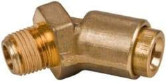 Norgren - 1/4" Outside Diam, 1/8 NPT, Brass Push-to-Connect Tube Male 45° Elbow - 150 Max psi, Tube to Male Connection, Buna O-Ring - Exact Tool & Supply