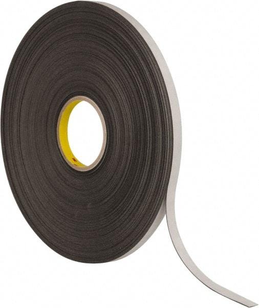 3M - 1/2" x 72 Yd Rubber Adhesive Double Sided Tape - 1/32" Thick, Black, Polyethylene Foam Liner, Continuous Roll, Series 4462B - Exact Tool & Supply