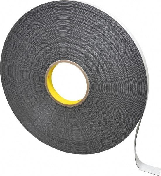 3M - 3/4" x 72 Yd Rubber Adhesive Double Sided Tape - 1/32" Thick, Black, Polyethylene Foam Liner, Continuous Roll, Series 4462B - Exact Tool & Supply