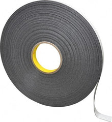 3M - 3/4" x 72 Yd Rubber Adhesive Double Sided Tape - 1/32" Thick, Black, Polyethylene Foam Liner, Continuous Roll, Series 4462B - Exact Tool & Supply