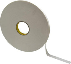 3M - 3/4" x 72 Yd Rubber Adhesive Double Sided Tape - 1/32" Thick, White, Polyethylene Foam Liner, Continuous Roll, Series 4462W - Exact Tool & Supply
