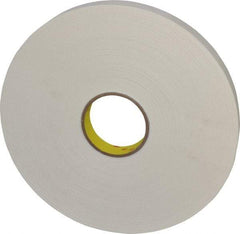 3M - 1" x 72 Yd Rubber Adhesive Double Sided Tape - 1/32" Thick, White, Polyethylene Foam Liner, Continuous Roll, Series 4462W - Exact Tool & Supply