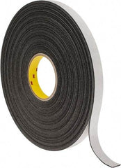 3M - 3/4" x 36 Yd Rubber Adhesive Double Sided Tape - 1/16" Thick, Black, Polyethylene Foam Liner, Continuous Roll, Series 4466B - Exact Tool & Supply