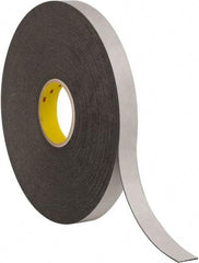 3M - 1" x 36 Yd Rubber Adhesive Double Sided Tape - 1/16" Thick, Black, Polyethylene Foam Liner, Continuous Roll, Series 4466B - Exact Tool & Supply