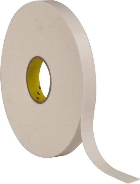 3M - 1" x 36 Yd Rubber Adhesive Double Sided Tape - 1/16" Thick, White, Polyethylene Foam Liner, Continuous Roll, Series 4466W - Exact Tool & Supply