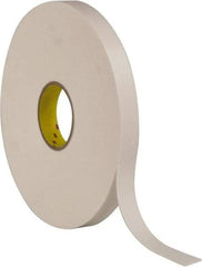 3M - 1" x 36 Yd Rubber Adhesive Double Sided Tape - 1/16" Thick, White, Polyethylene Foam Liner, Continuous Roll, Series 4466W - Exact Tool & Supply