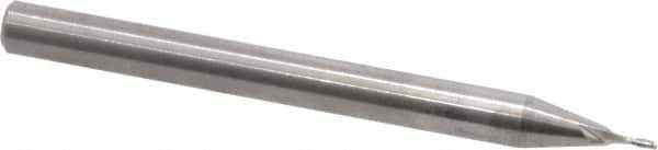 RobbJack - 0.022", 0.066" LOC, 1/8" Shank Diam, 1-1/2" OAL, 2 Flute, Solid Carbide Square End Mill - Single End, Uncoated, Spiral Flute, 30° Helix, Centercutting, Right Hand Cut, Right Hand Flute, Series SR-2 - Exact Tool & Supply