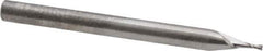 RobbJack - 0.032", 0.096" LOC, 1/8" Shank Diam, 1-1/2" OAL, 2 Flute, Solid Carbide Square End Mill - Single End, Uncoated, Spiral Flute, 30° Helix, Centercutting, Right Hand Cut, Right Hand Flute, Series SR-2 - Exact Tool & Supply