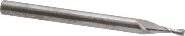 RobbJack - 0.057", 0.171" LOC, 1/8" Shank Diam, 1-1/2" OAL, 2 Flute, Solid Carbide Square End Mill - Single End, Uncoated, Spiral Flute, 30° Helix, Centercutting, Right Hand Cut, Right Hand Flute, Series SR-2 - Exact Tool & Supply
