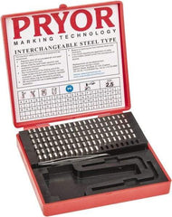 Pryor - 112 Piece, 3/32 Inch Character, Steel Type Set - 12 Character Capacity - Exact Tool & Supply