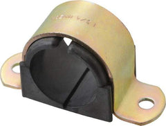 ZSI - 1-1/4 Pipe, Steel, Zinc Plated Pipe Strap with Cushion - 2 Mounting Holes - Exact Tool & Supply