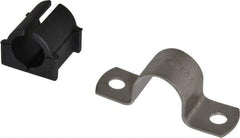 ZSI - 5/8" Tube, Grade 304 Stainless Steel, Tube Strap with Cushion - 2 Mounting Holes - Exact Tool & Supply