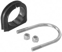 ZSI - 3" Pipe, Steel U Bolt Clamp with Cushion - Electro Galvanized, 1" Panel Thickness, 5.6"x4.55"x1.24" - Exact Tool & Supply