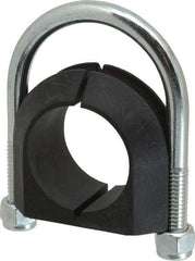 ZSI - 1-1/4" Pipe, Steel U Bolt Clamp with Cushion - Electro Galvanized, 3/4" Panel Thickness - Exact Tool & Supply