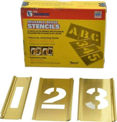 C.H. Hanson - 15 Piece, 1-1/2 Inch Character Size, Brass Stencil - Contains Figure Set - Exact Tool & Supply