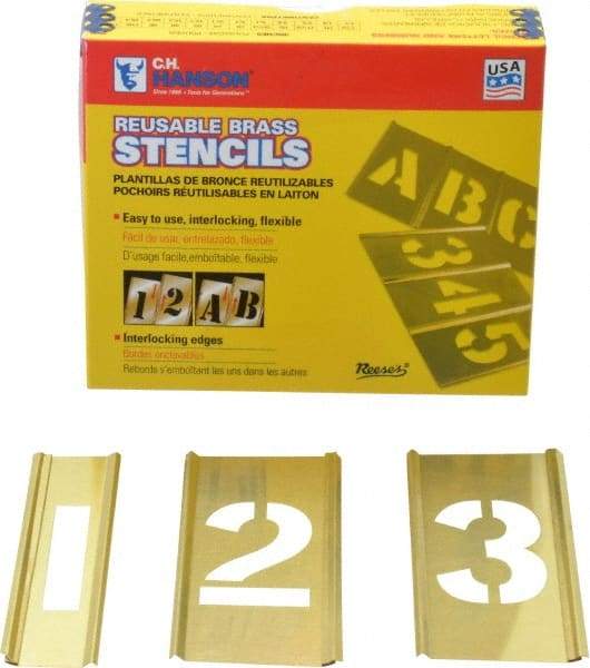 C.H. Hanson - 15 Piece, 2 Inch Character Size, Brass Stencil - Contains Figure Set - Exact Tool & Supply