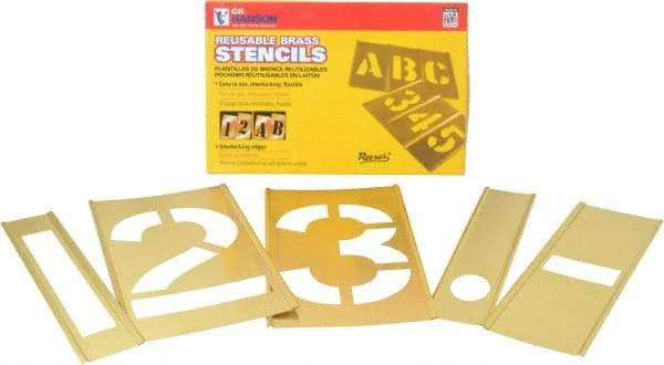 C.H. Hanson - 14 Piece, 6 Inch Character Size, Brass Stencil - Contains Figure Set - Exact Tool & Supply