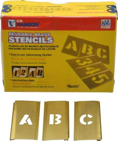 C.H. Hanson - 33 Piece, 1/2 Inch Character Size, Brass Stencil - Contains Letter Set - Exact Tool & Supply