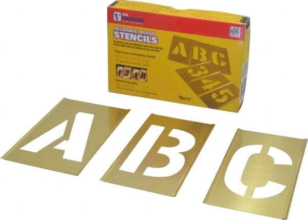 C.H. Hanson - 33 Piece, 4 Inch Character Size, Brass Stencil - Contains Letter Set - Exact Tool & Supply