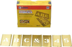 C.H. Hanson - 92 Piece, 3/4 Inch Character Size, Brass Stencil - Contains Three A Fonts - Exact Tool & Supply