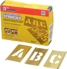 C.H. Hanson - 92 Piece, 2 Inch Character Size, Brass Stencil - Contains Three A Fonts - Exact Tool & Supply