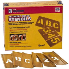 C.H. Hanson - 45 Piece, 4 Inch Character Size, Brass Stencil - Exact Tool & Supply