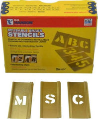 C.H. Hanson - 45 Piece, 1/2 Inch Character Size, Brass Stencil - Exact Tool & Supply