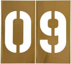 C.H. Hanson - 13 Piece, 8 Inch Character Size, Brass Stencil - Contains Numbers - Exact Tool & Supply