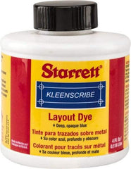 Starrett - Blue Layout Fluid - 4 Ounce Brush Top Bottle - Exact Tool & Supply