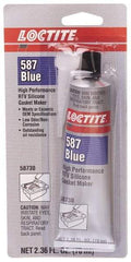 Loctite - 70 mL Tube Blue RTV Silicone Gasket Sealant - 500°F Max Operating Temp, 30 min Tack Free Dry Time, 24 hr Full Cure Time, Series 587 - Exact Tool & Supply