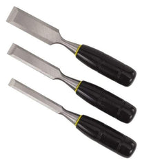 Stanley - 3 Piece Wood Chisel Set - 7-3/4" OAL, Sizes Included 1/2 to 1" - Exact Tool & Supply