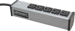 Wiremold - 5 Outlets, 120 Volts, 15 Amps, 6' Cord, Power Outlet Strip - Free Hanging Mount, 5-15 NEMA Configuration, 9-1/4" Strip, cULus Listed - Exact Tool & Supply