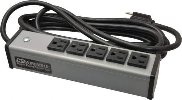 Wiremold - 5 Outlets, 120 Volts, 15 Amps, 15' Cord, Power Outlet Strip - Free Hanging Mount, 5-15 NEMA Configuration, 9-1/4" Strip, cULus Listed - Exact Tool & Supply