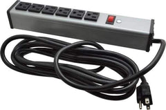 Wiremold - 6 Outlets, 120 Volts, 15 Amps, 15' Cord, Power Outlet Strip - Free Hanging Mount, 5-15 NEMA Configuration, 12-1/4" Strip, cULus Listed - Exact Tool & Supply
