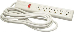 Wiremold - 6 Outlets, 120 Volts, 15 Amps, 15' Cord, Power Outlet Strip - Free Hanging, Keyhole Mount, 5-15 NEMA Configuration, 12" Strip, cULus Listed - Exact Tool & Supply
