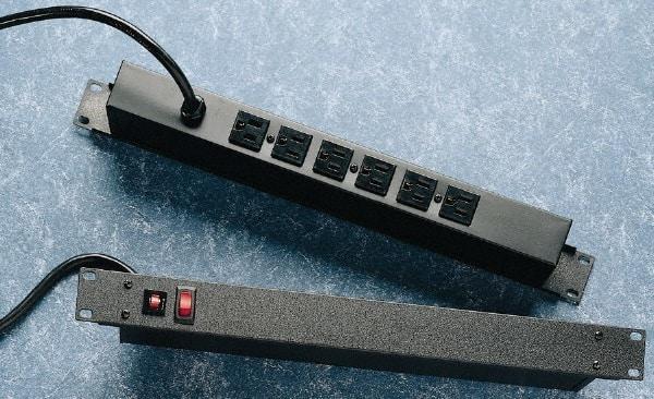 Wiremold - 6 Outlets, 120 Volts, 15 Amps, 15' Cord, Power Outlet Strip - Rack Mount, 2 Front - 4 Back NEMA Configuration, cULus Recognized - Exact Tool & Supply