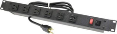 Wiremold - 6 Outlets, 120 Volts, 15 Amps, 6' Cord, Power Outlet Strip - Rack Mount, 6 Front NEMA Configuration - Exact Tool & Supply